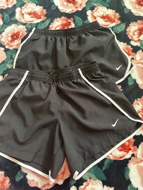 Nike Girls EUC size Large  Black Running Shorts with White Trim - set of 2